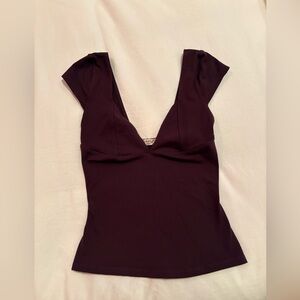 Free People Intimately Deep Purple V-Neck Plunge Top